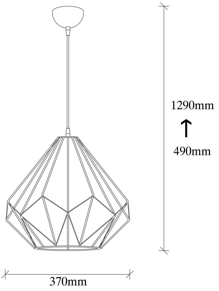 Candeeiro de Teto Diamond – Preto – 37 cm diâmetro x 129 cm altura
