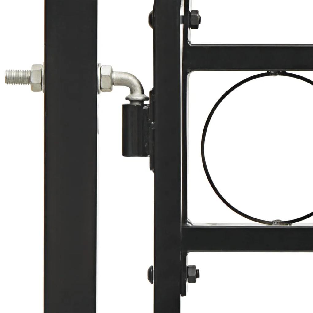 Portão p/ cerca porta dupla e topo arqueado 300x150cm aço preto