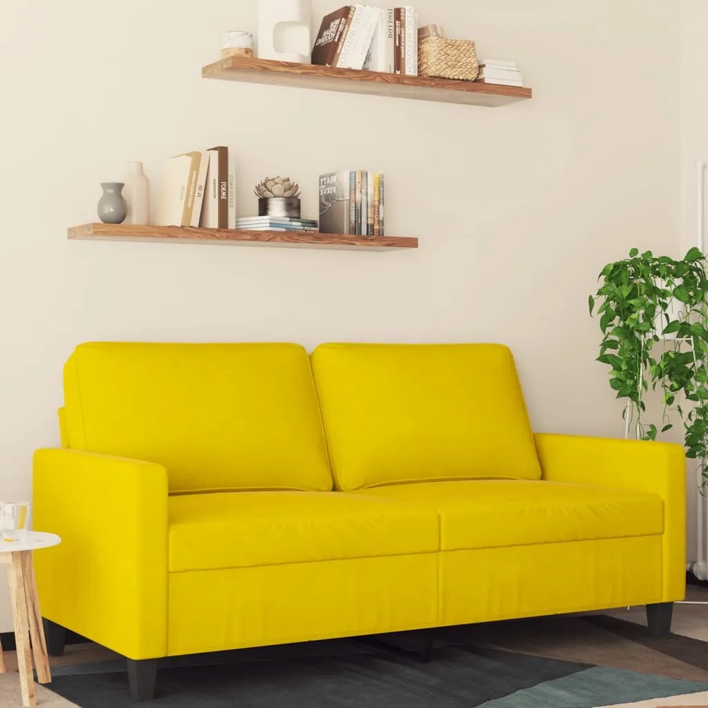 vidaXL Sofá de 2 lugares veludo 140 cm amarelo