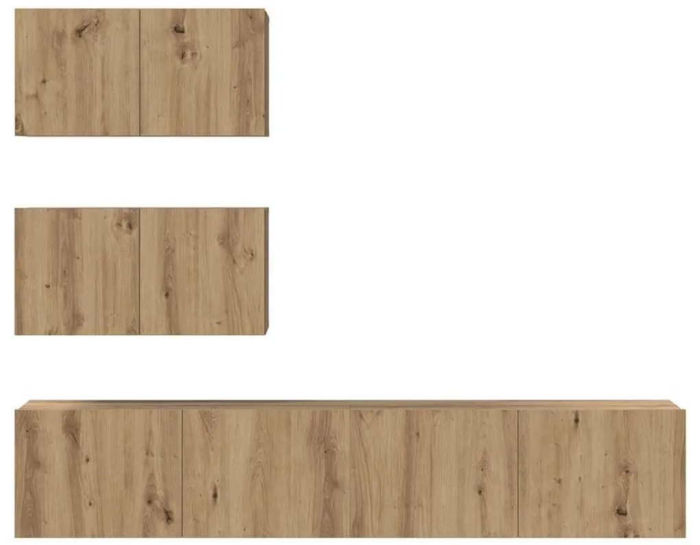 Conjunto de móvel de TV 4 pcs carvalho artisiano