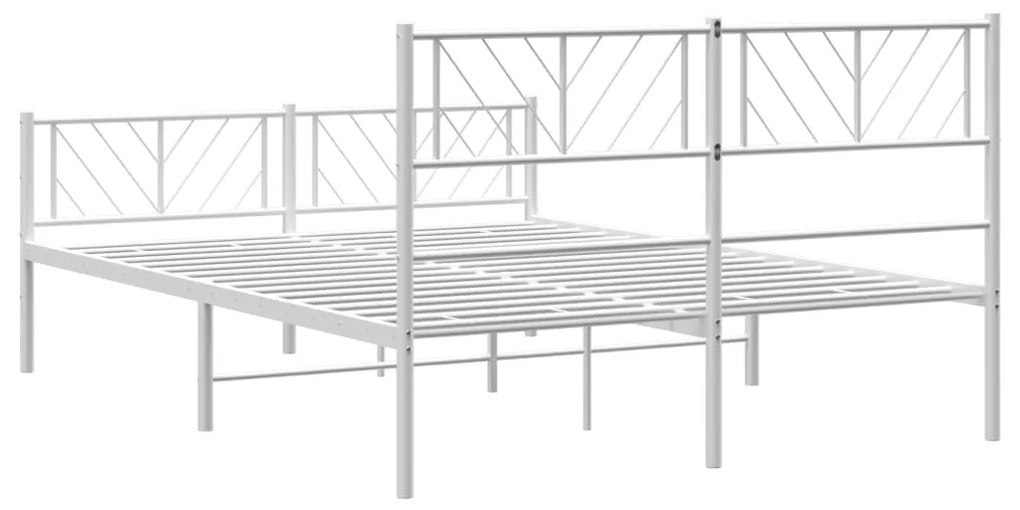 Estrutura de cama com cabeceira e pés 150x200 cm metal branco