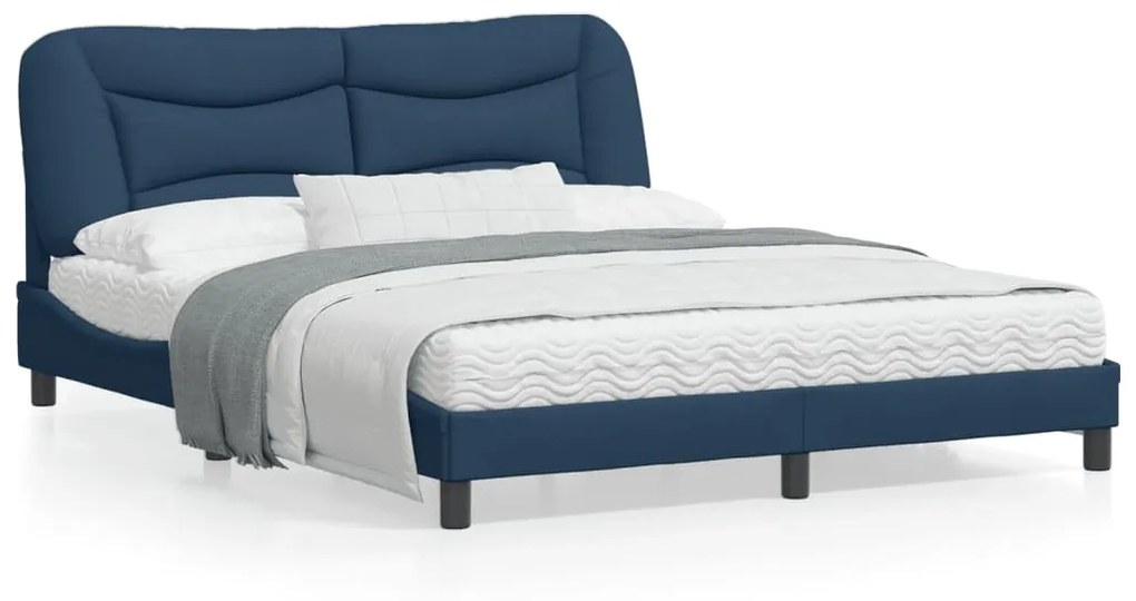 vidaXL Estrutura de cama sem colchão 160x200 cm tecido azul