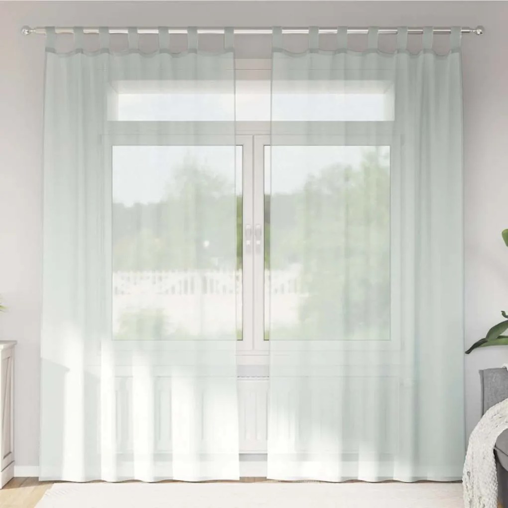 vidaXL Cortinas de voile com laços 2 pcs cinzento-claro 140x225 cm