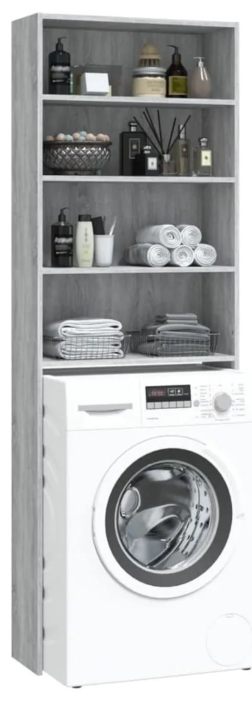 Armário para máquina de lavar roupa 64x24x190cm cinzento sonoma