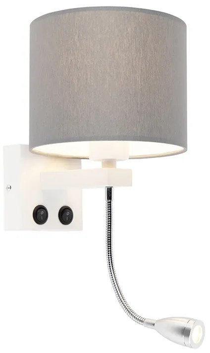 Candeeiro de parede moderno branco com cúpula cinzenta - Brescia Moderno