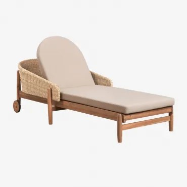 Espreguiçadeira Em Madeira De Acácia E Rattan Sintético Ribeira Castanho Acácia - Sklum