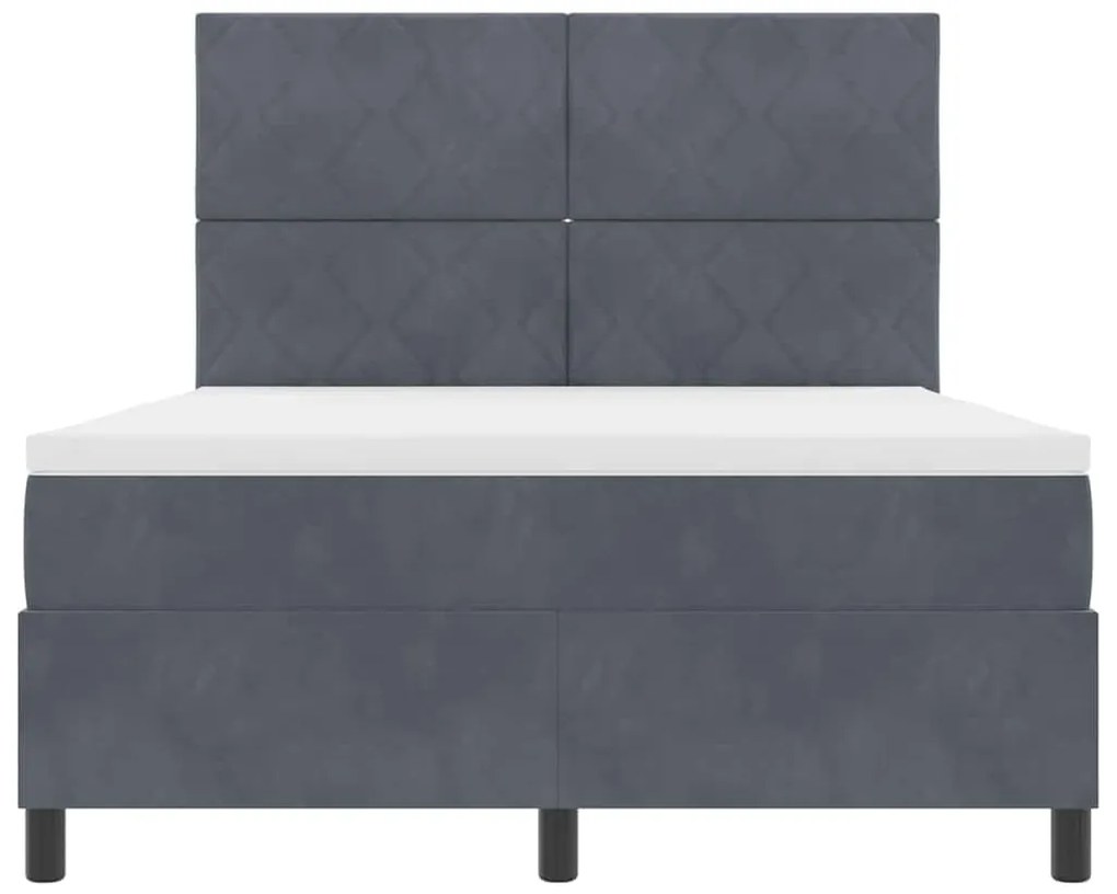 Cama Box com Colchão e LED VidaXL Cinza Escuro 140x200 cm Veludo