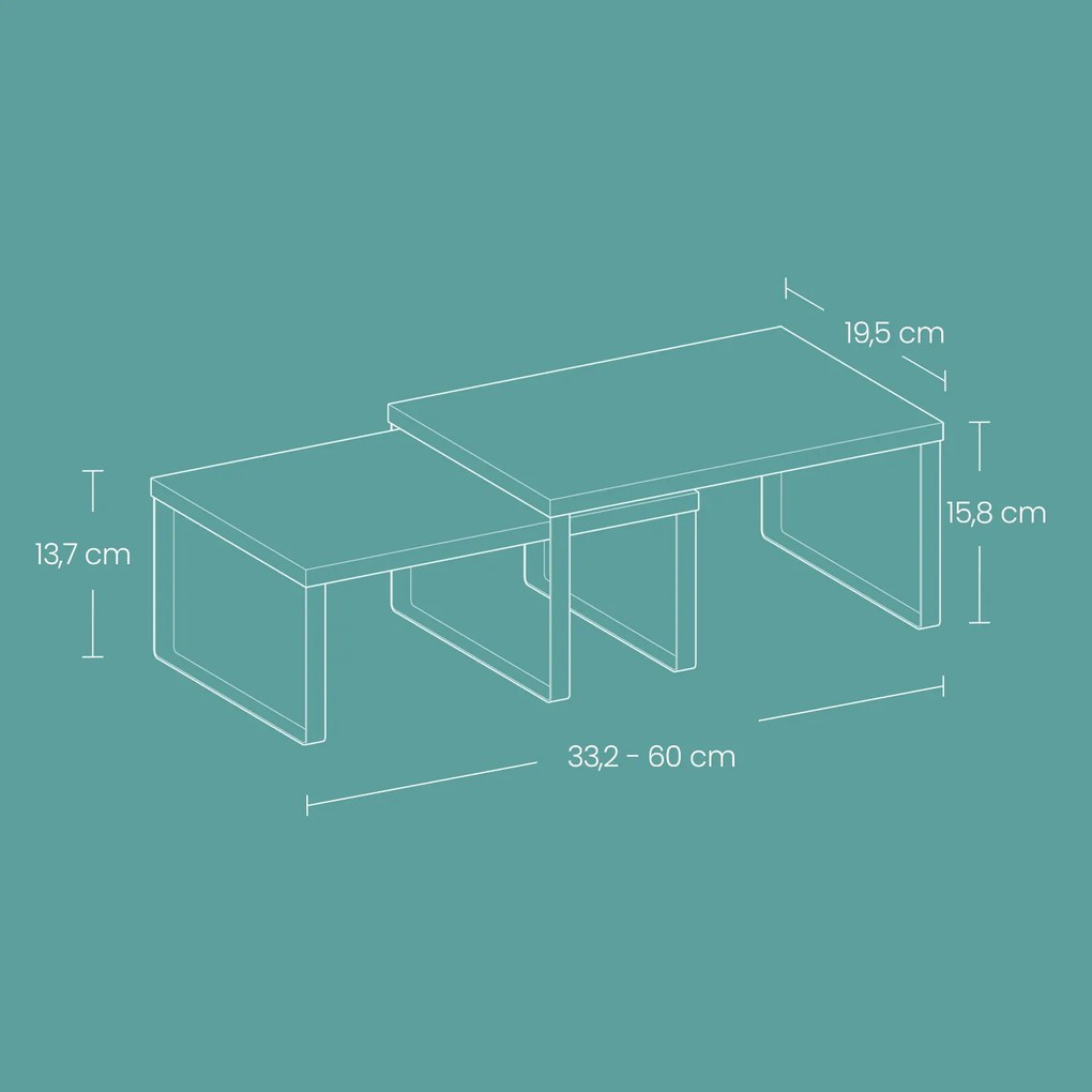 Conjunto de 2 organizadores de cozinha Branco-natural