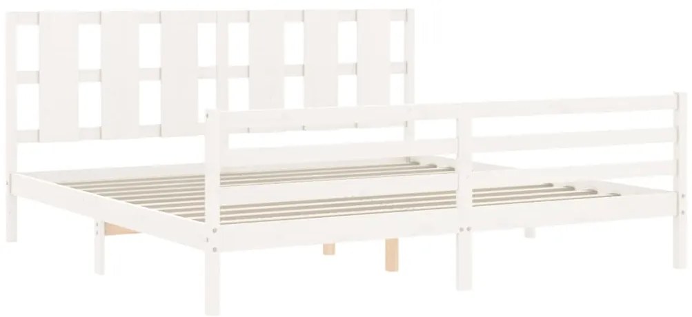 Estrutura de cama com cabeceira 200x200cm madeira maciça branco