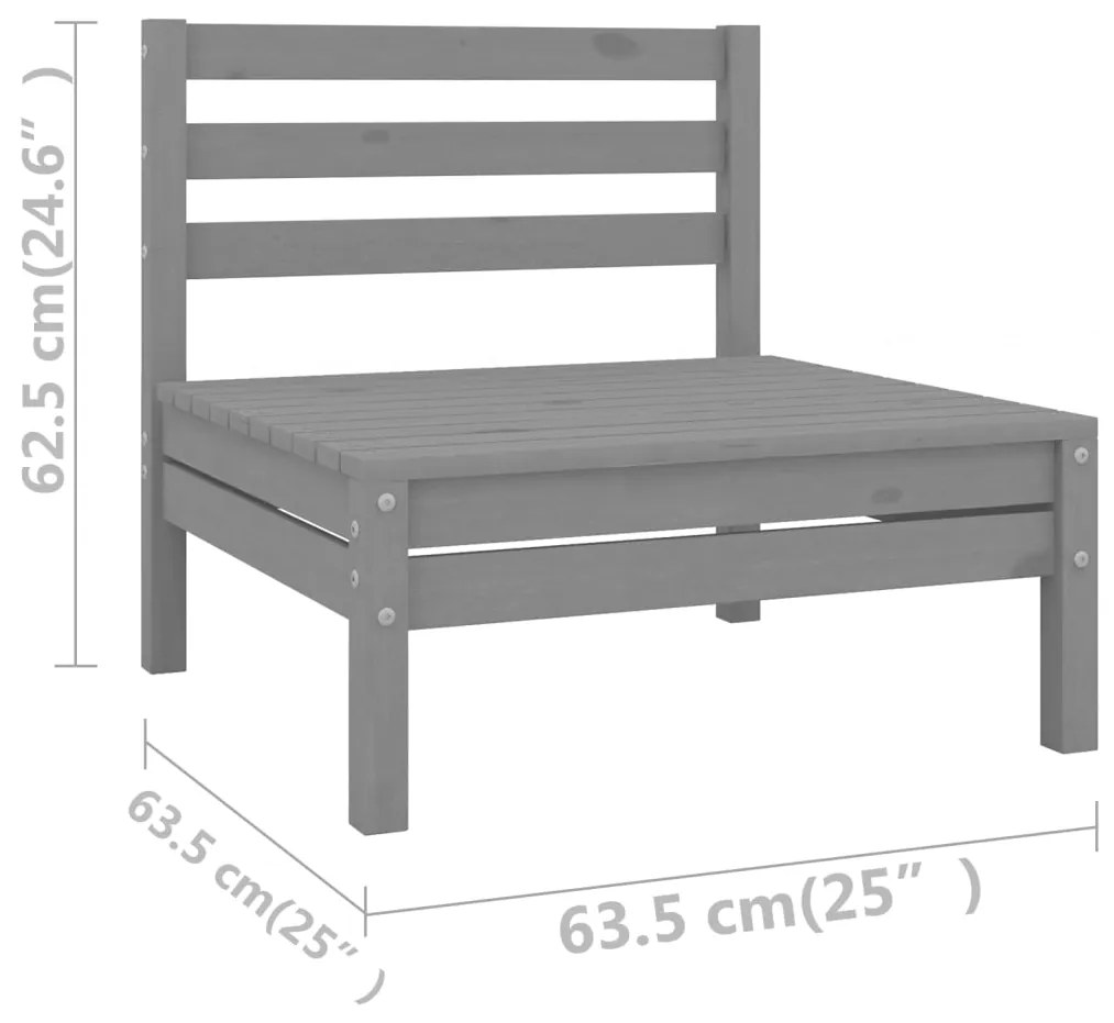 3 pcs conjunto lounge de jardim pinho maciço cinzento