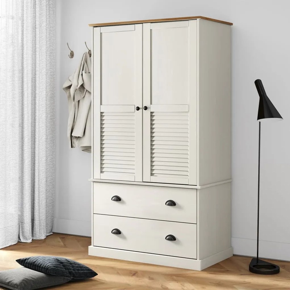 353164 vidaXL Roupeiro VIGO 90x55x176 cm madeira de pinho maciça branco