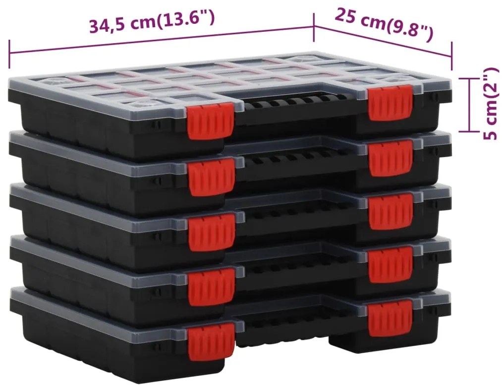 Caixas de arrumação 5 pcs 34,5x25x5 cm polipropileno