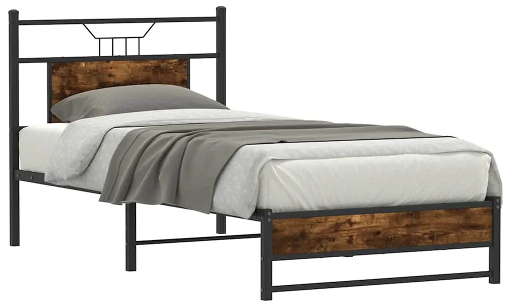 Estrutura cama s/ colchão derivados de madeira carvalho fumado