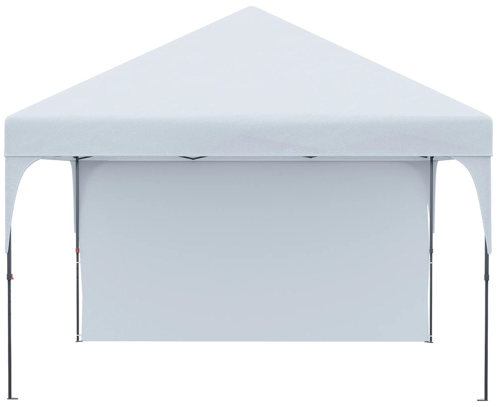 Outsunny Tenda Dobrável 3x3m com Altura Ajustável Tenda de Jardim com 1 Parede Lateral Teto com Ventilação 4 Sacos de Areia e Bolsa de Transporte para Acampamento Festas Branco