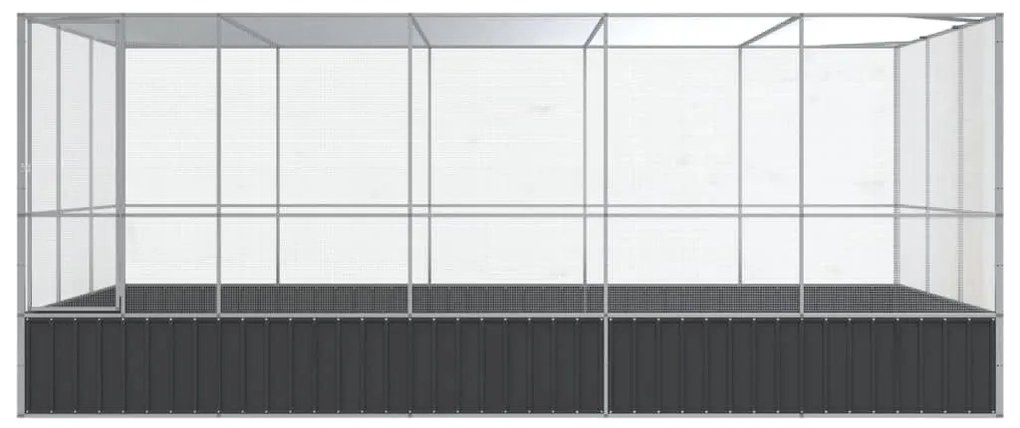 Aviário com extensão 518x307x212 cm aço prateado