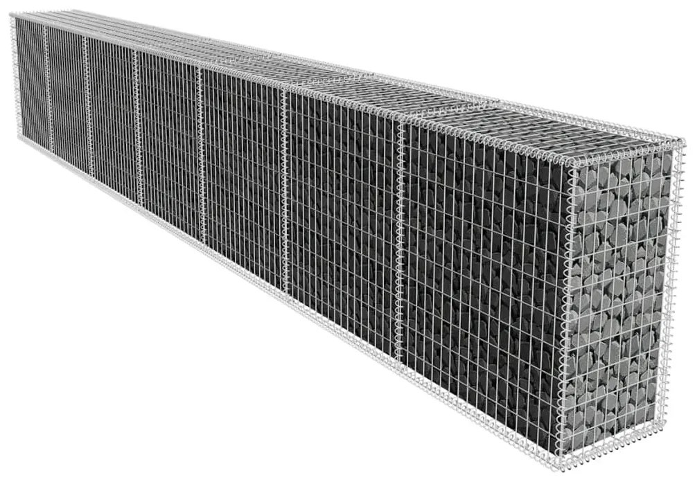 vidaXL Muro gabião com tampa aço galvanizado 600x50x100 cm