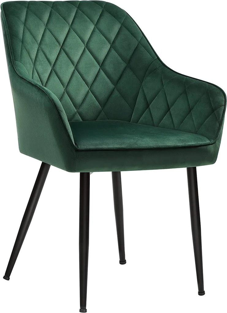 Cadeira de jantar estofada com assento confortável | SONGMICS | 60 x 60 x 84 cm | Verde | LDC088C01V1.