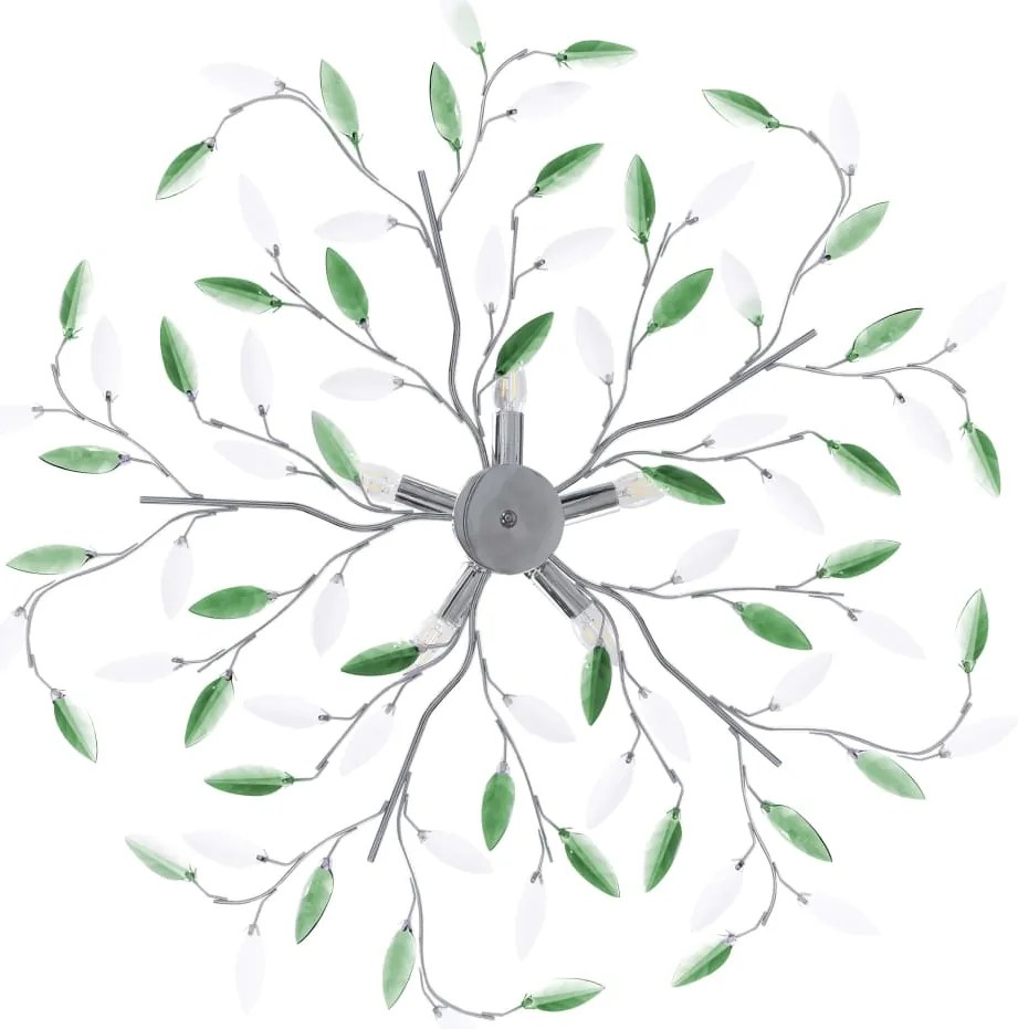 Candeeiro teto braços folhas de cristal acrílico 5 E14 verde