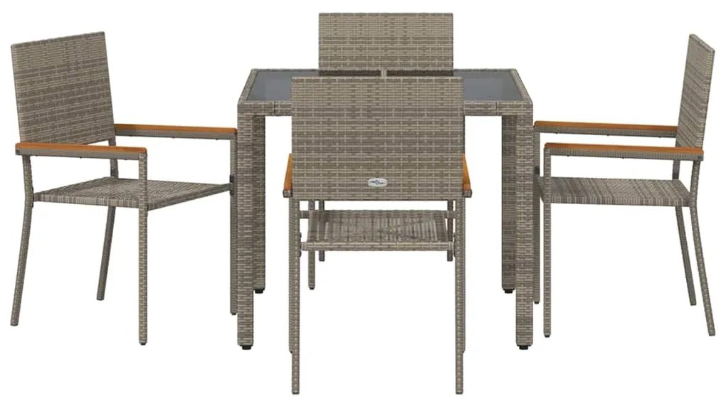 Conjunto de Jantar de Jardim de 5 Peças Cinza Vime Rattan