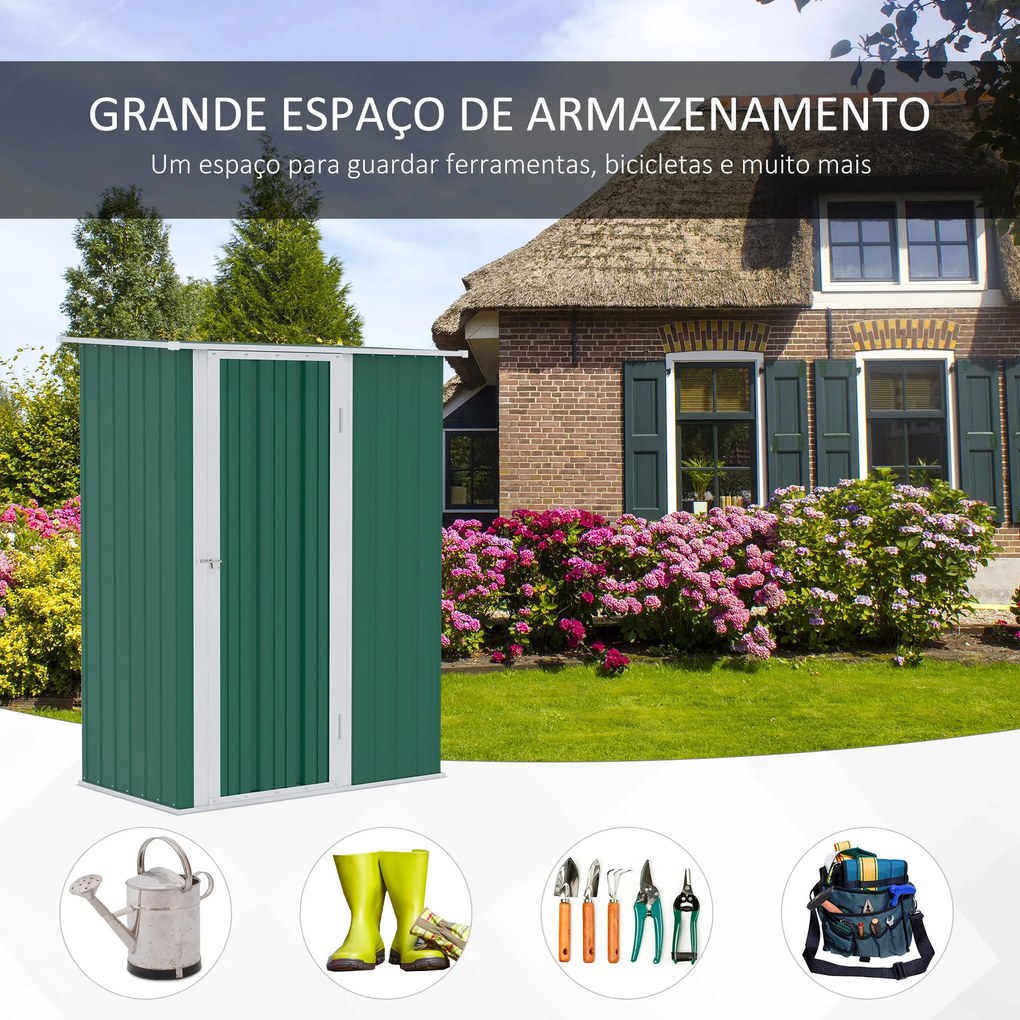 Outsunny Abrigo de Jardim 142x84x189cm Abrigo de Jardim de Aço Galvani