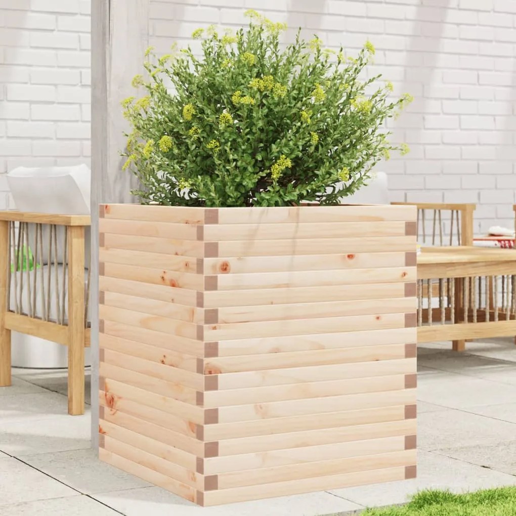 vidaXL Vaso/floreira de jardim 60x60x68,5 cm madeira de pinho maciça