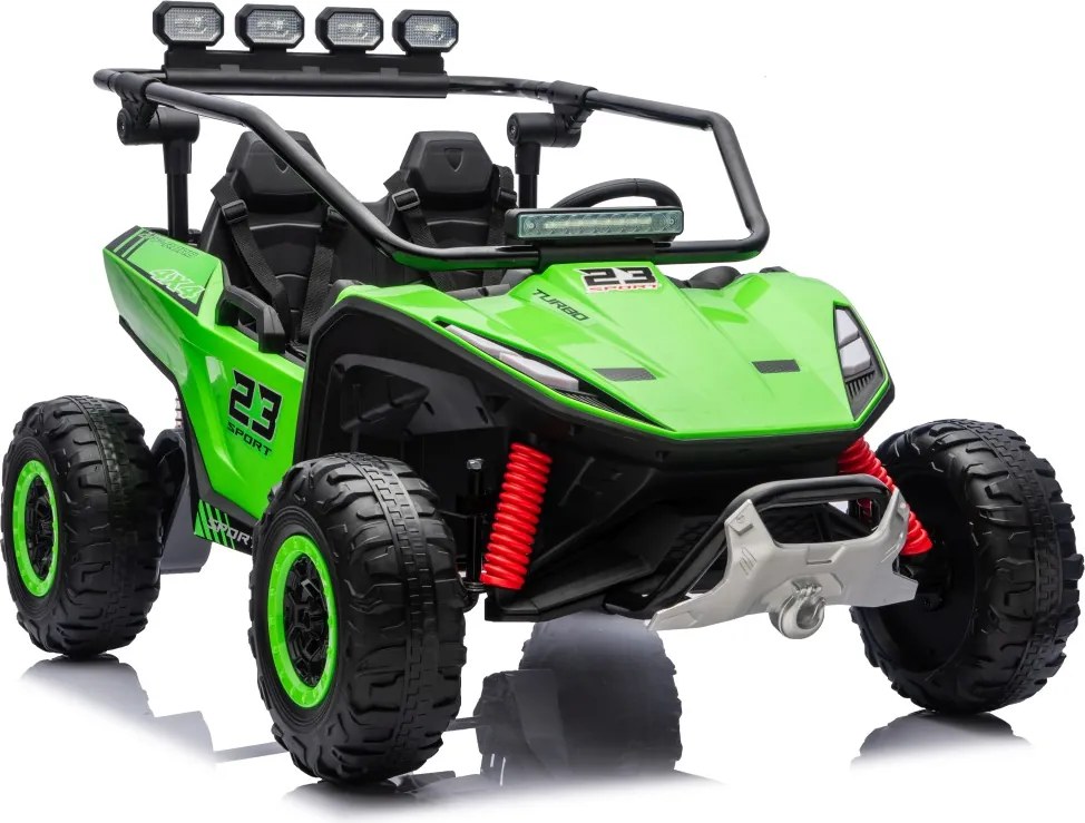 Buggy elétrico para Crianças 24V, 4x200W, 2 lugares TURBO 23, Rodas Espuma EVA, Assento Couro ecológico Verde
