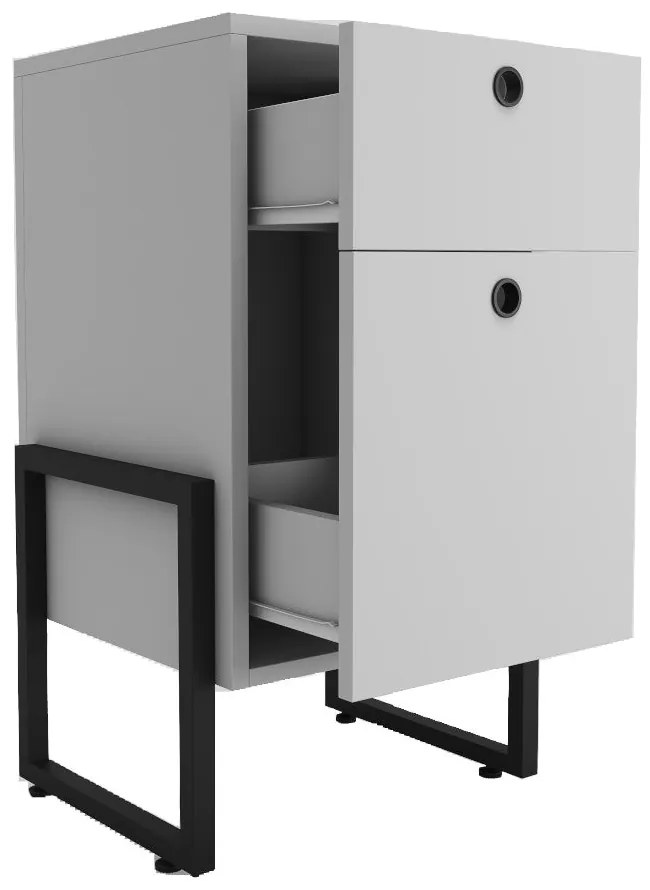 Mesinha de Cabeceira WOLLY – 40x32x66,5 cm – MDP Branco e Estrutura em