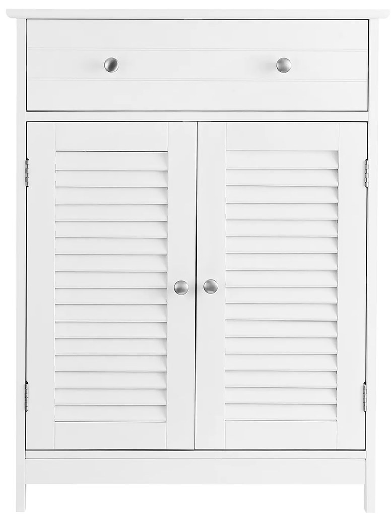 Armário de casa de banho com portas de persiana 60 x 30 x 80 cm Branco mate