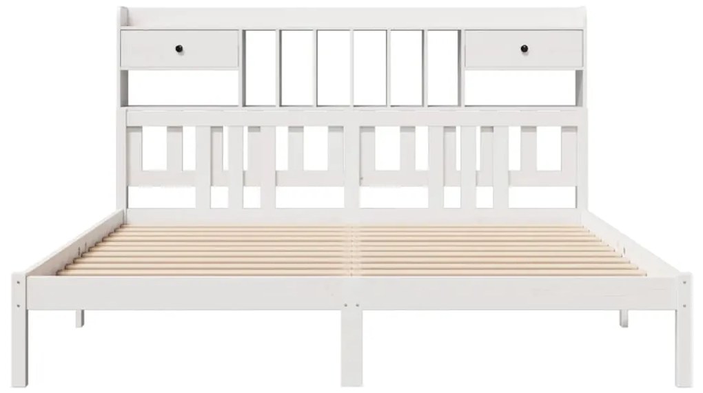 Cama com estante sem colchão 200x200 cm pinho maciço branco