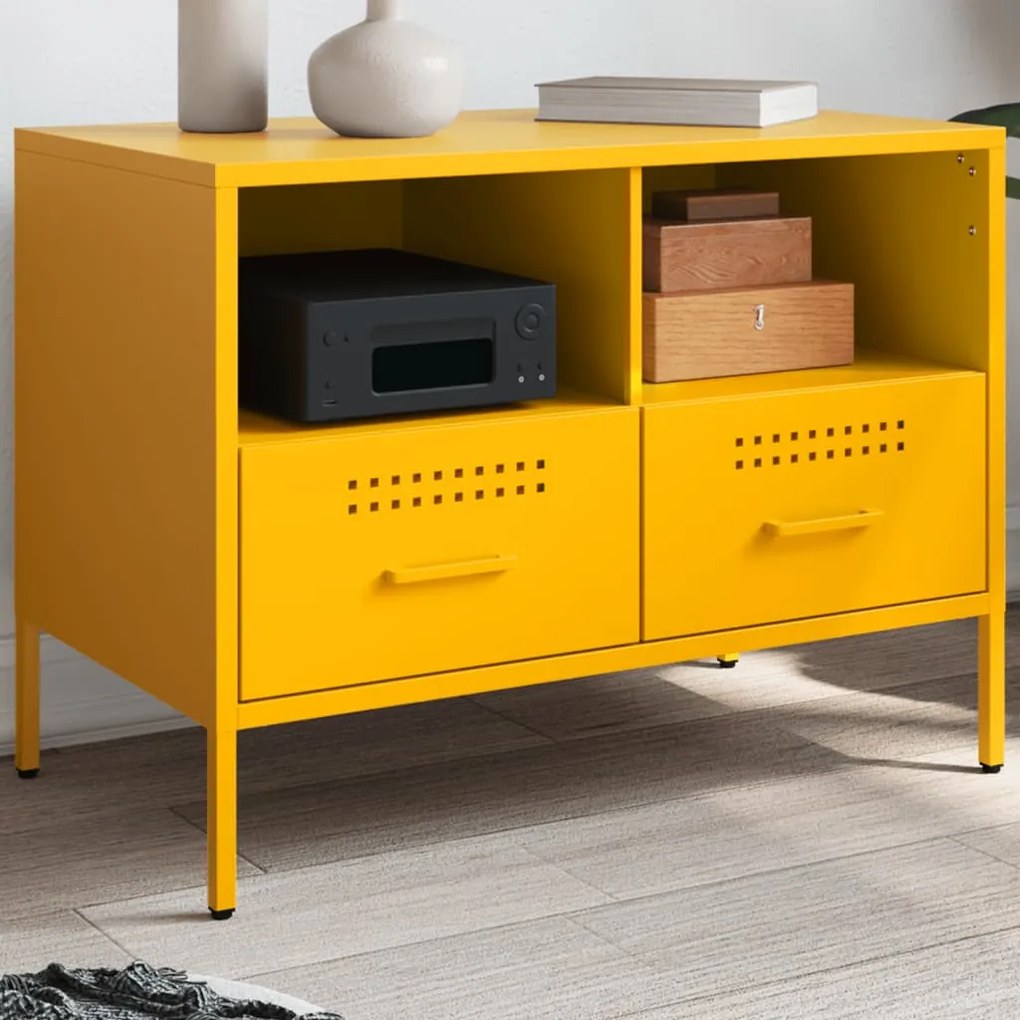 Móvel de TV 68x39x50,5 cm aço amarelo mostarda