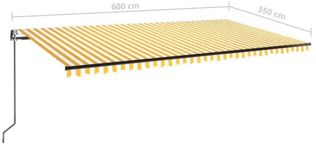 Toldo retrátil automático 600x350 cm amarelo e branco