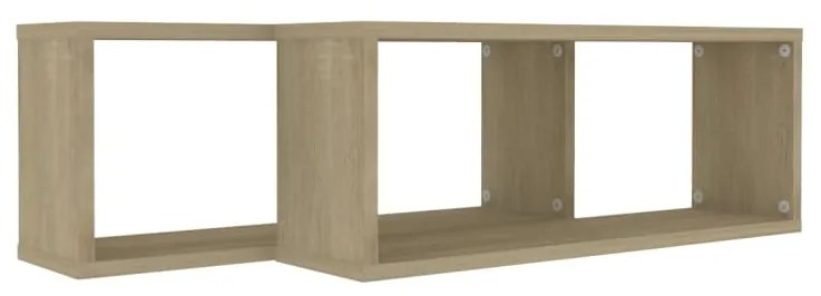 Prateleiras parede forma de cubo 2 pcs carvalho sonoma