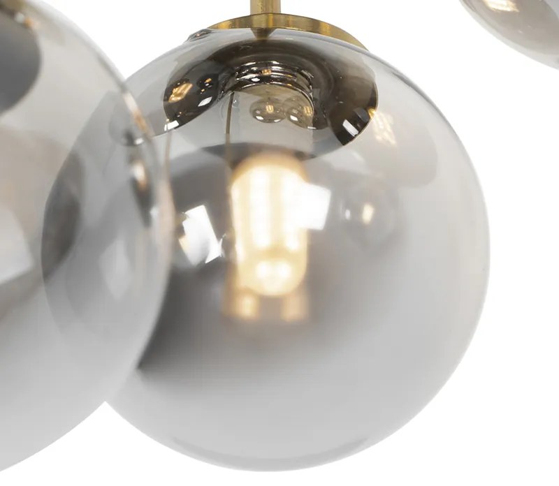 LED Plafond inteligente dourado com vidro fumado 9 luzes incluindo 9 Wifi G9 - Athens Moderno