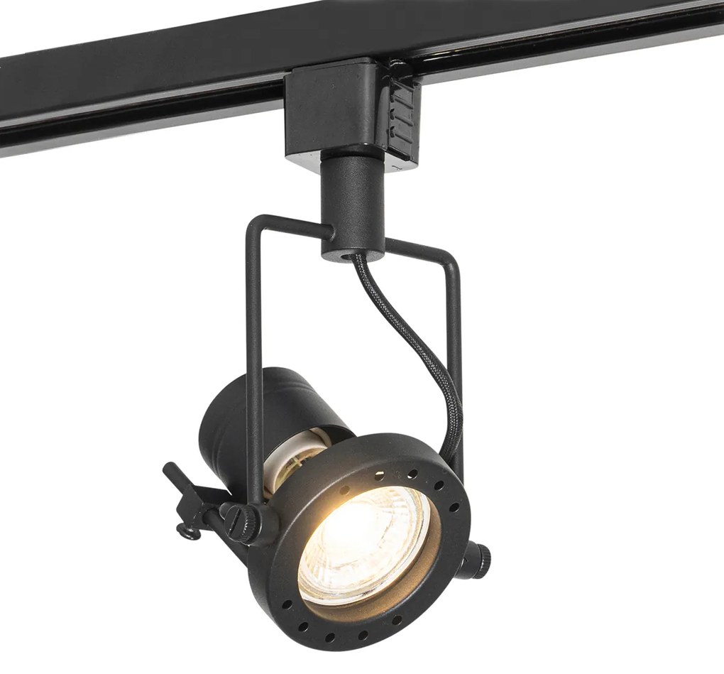 Sistema de calhas de iluminação inteligente preto monofásico com 5 Wifi GU10 - Iconic Suplux