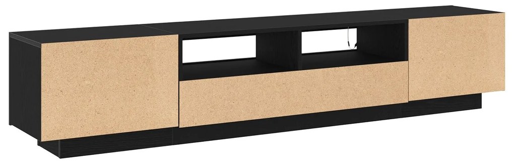 Cabide de TV vidaXL com Luzes LED em Carvalho Preto 200x35x40 cm em Ma