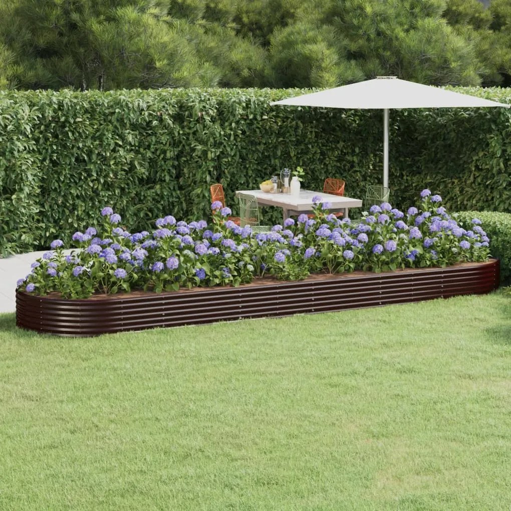 vidaXL Canteiro elevado jardim 523x140x36 aço galvanizado castanho