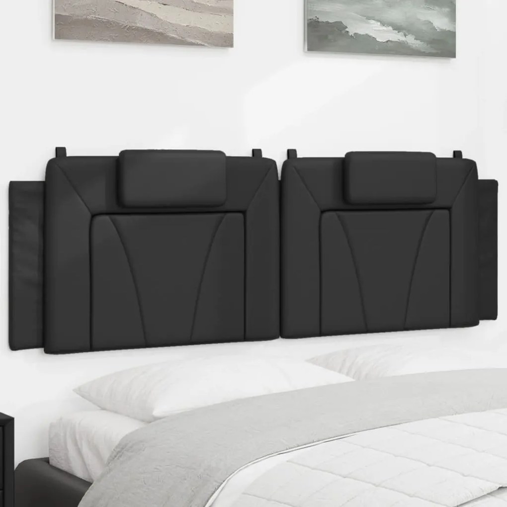 vidaXL Almofadão de cabeceira 160 cm couro artificial preto