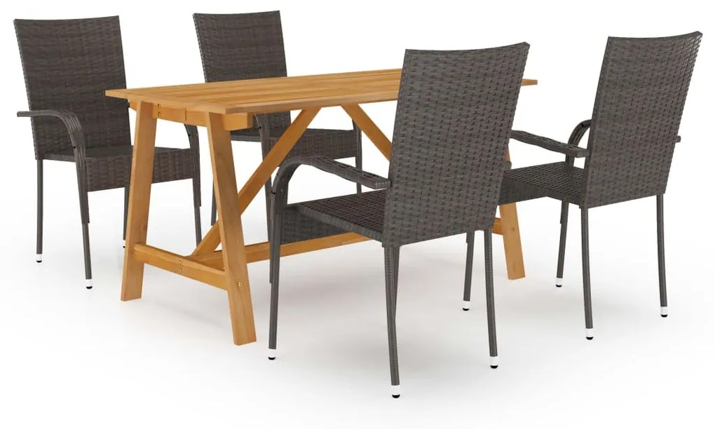 vidaXL 5 pcs conjunto de jantar para jardim castanho