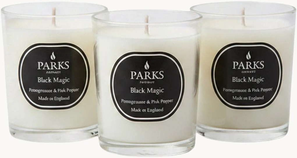 Velas perfumadas artesanais Black Magic (romã, pimenta-rosa, flor-da-paixão), conjunto de 3