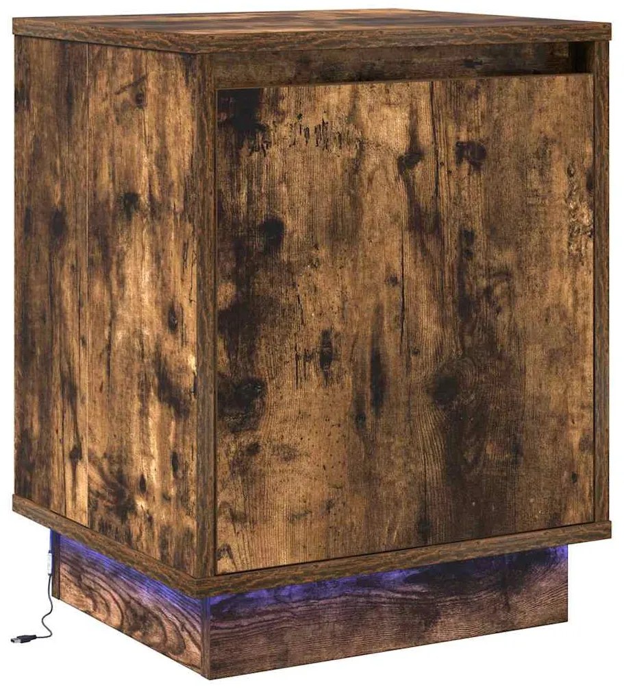 Camas de cabeceira com luzes de LED 2 pcs Carvalho Fumado 39x34,5x50 c