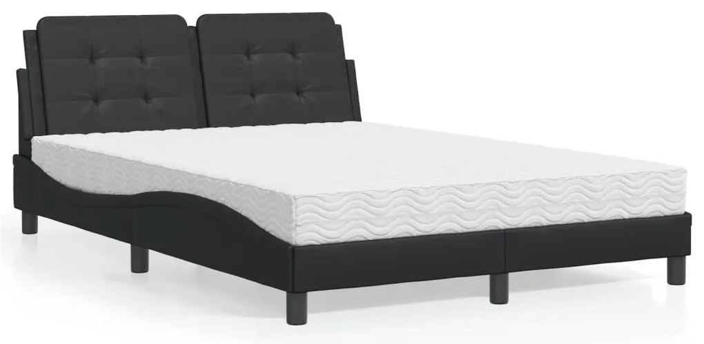 Cama com colchão 120x200 cm couro artificial preto