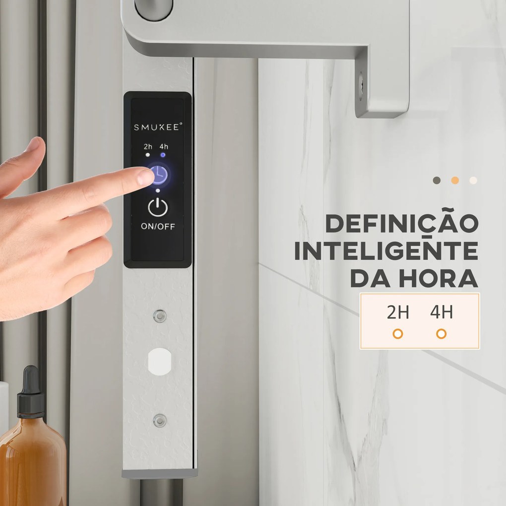 Toalheiro Elétrico de Parede ou Solo 150 W com Função de Temporizador e 8 Barras para Casa de Banho 53x35x90 cm Prata