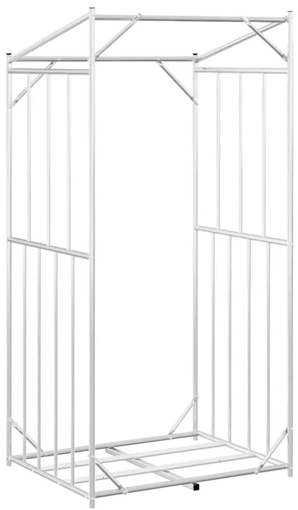 Rack de lenha com tampa de chuva 100x80x200 cm aço galvanizado
