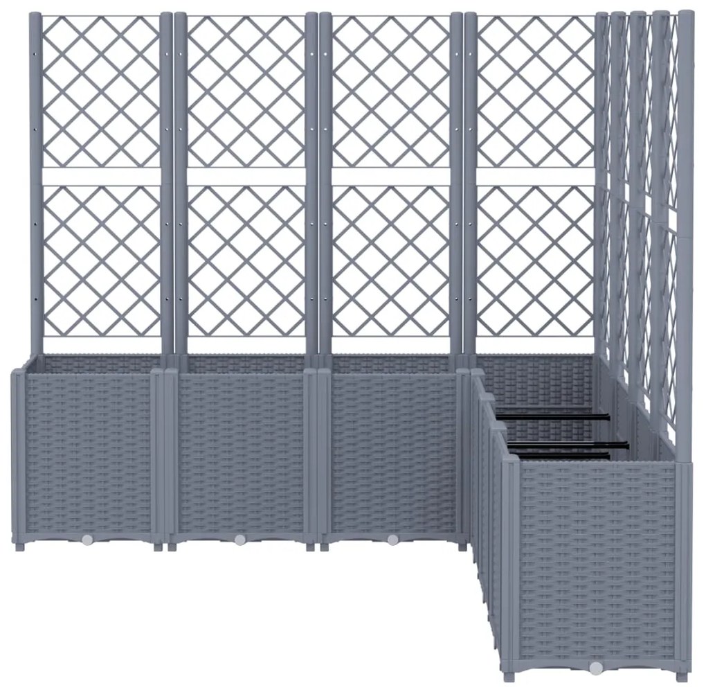 Vaso/floreira de jardim c/ treliça 160x160x140 cm PP cinzento azul