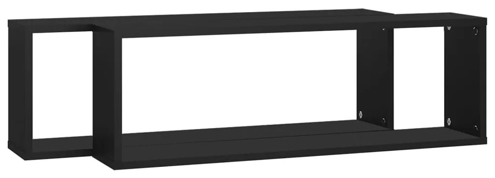 Estantes parede cúbicas 2 pcs deriv. madeira 80x15x26,5cm preto