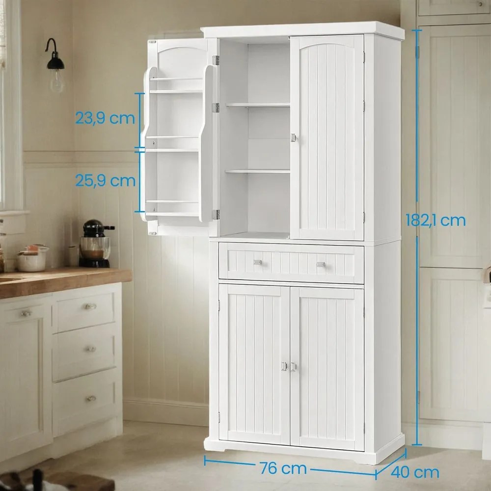Armário de cozinha despensa alto 40 x 76 x 182,1 cm Branco