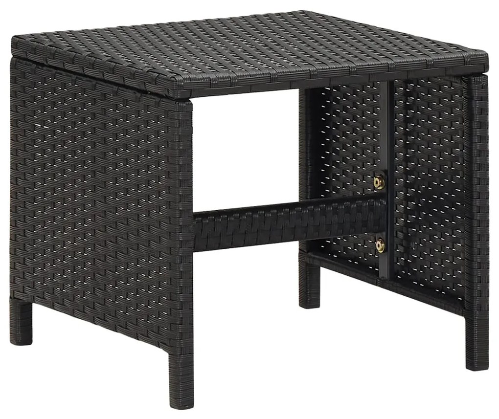 4 pcs conjunto de cadeiras e bancos de jardim vime PE preto