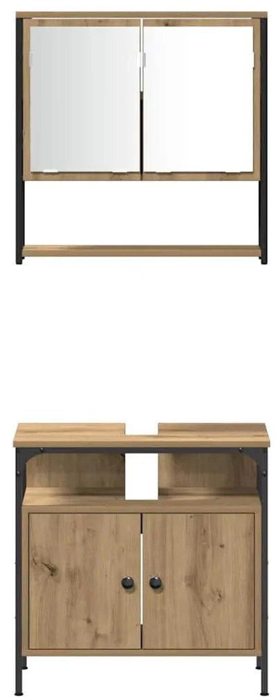 Conjunto de Móveis para Banheiro com 4 Peças em Carvalho Artesanal.