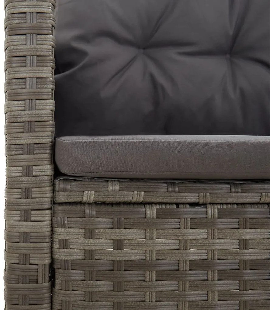 2 pcs conjunto lounge de jardim c/ almofadões vime PE cinzento