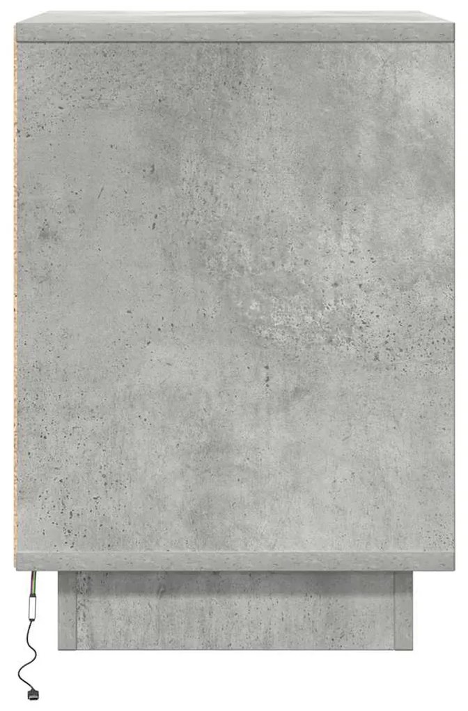 Mesas cabeceira c/ luzes LED 2 pcs 38x34x50 cm cinzento-cimento
